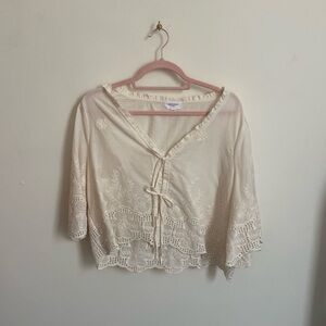 Elegant Cream Lace Trim Blouse